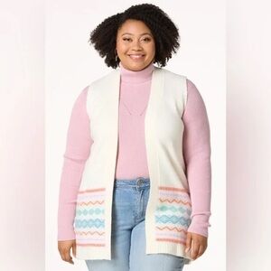 Cato | PLUS SIZE FAIR ISLE SWEATER VEST EGRET